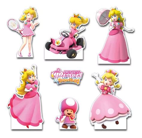 Figuras Coroplast Princesa Peach Base Sólida Kit 7 Pz Meses sin interés