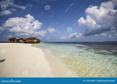 View of Vilamendhoo Island at the Water Bungalows Side in the Indian Ocean, Maldives Stock Photo ...