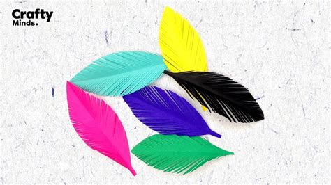 How To Make Paper Feathers Diy Paper Feather Making Step By Step Crafty Minds Youtube