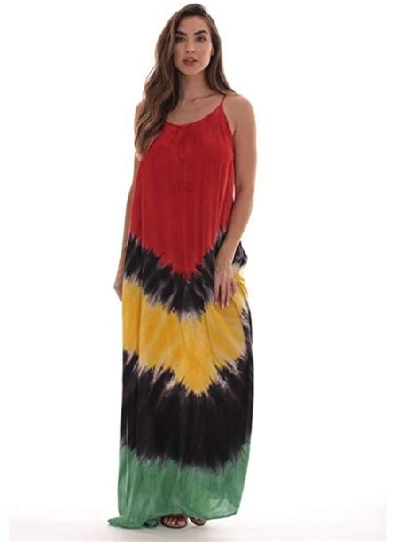 Rasta Reggae Tie Dye Maxi Dress Spaghetti Strap Maxi Dress Tie Dye Maxi Dresses Maxi Dress