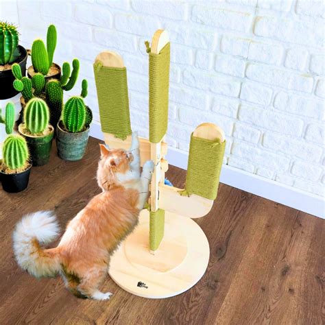 Cactus Cat Scratcher Cactus Cat Toys Wooden Cat Tree Cat Etsy