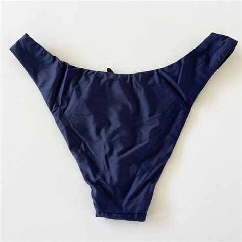 J Crew Curved Waist High Leg Cut Cheeky Bikini Bottom In Navy Size