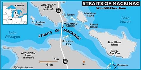 Mackinac Bridge Michigan Map