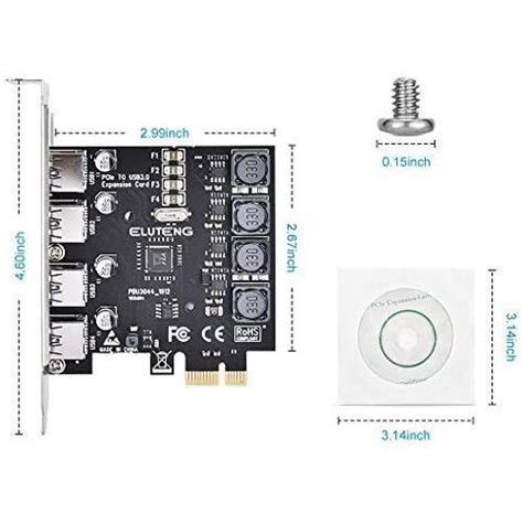 Eluteng Pcie Usb 30 Card 4 Ports Pci Express To Usb Expansion Card