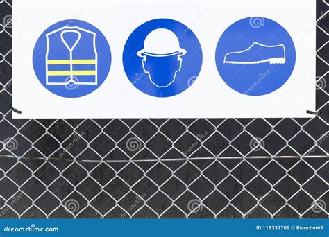 Safety Signs on an Industrial Site Stock Image - Image of sign, helmet ...