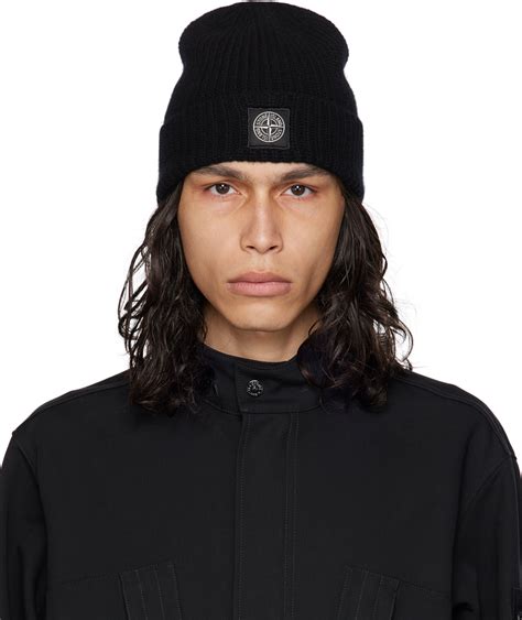 Stone Island Black Patch Beanie SSENSE Canada