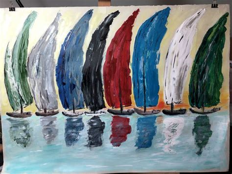 Abstract Sailboats - Acrylic Painting (30 x 22) | Abstract, Painting ...