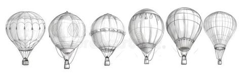 Hot Air Balloon Set Contour Drawings For Design Stock Image Image Of Group Isolated