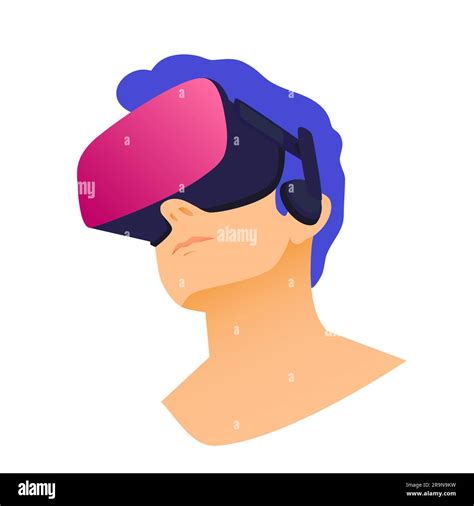 Vector Illustration Of Man Wearing Virtual Reality Headset Abstract Vr Modern Illustration