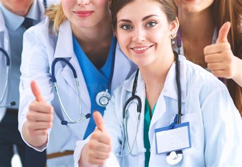 Portrait Of Doctors Team Showing Thumbs Up Stock Image Image Of