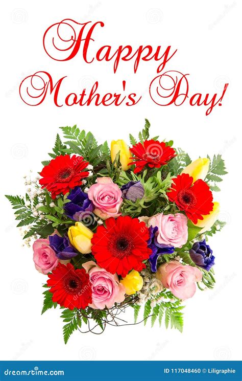 Happy Mothers Day Fresh Flowers Bouquet Stock Photo Image Of Present