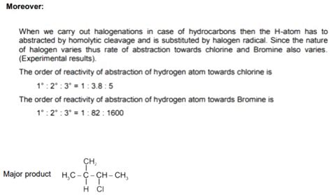 Isopentane Cl2 In Sunlight Major Product Of The Reaction Is