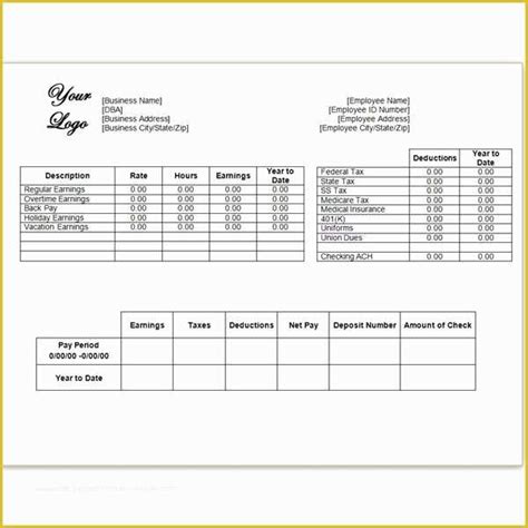 Free Employee Earnings Statement Template Of Download A Free Pay Stub ...