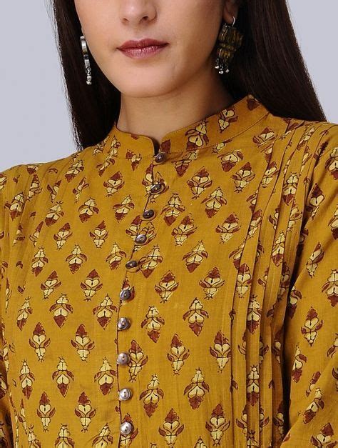 Buy Mustard Madder Ajrakh Cotton Kurta With Applique By Jaypore Online