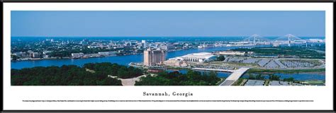 Savannah, Georgia, City Skyline Panorama Custom Framed Photo Panoramic ...