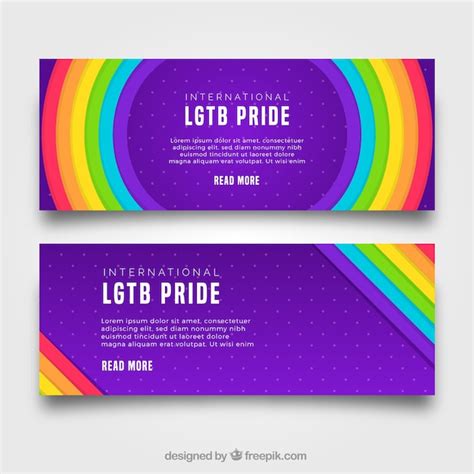 Lgbt Pride Banners In Flat Style Vector Free Download