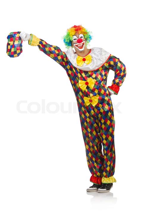 Funny Clown Isolated On White Stock Image Colourbox