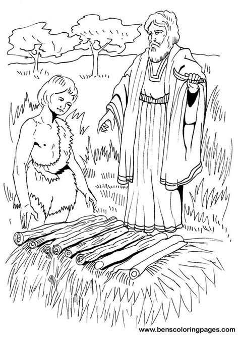 Abraham sacrifices Isaac bible coloring page.