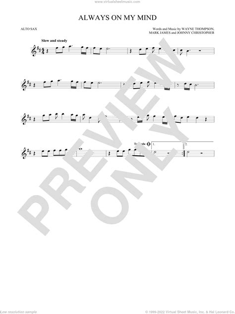 Always On My Mind Sheet Music For Alto Saxophone Solo Pdf