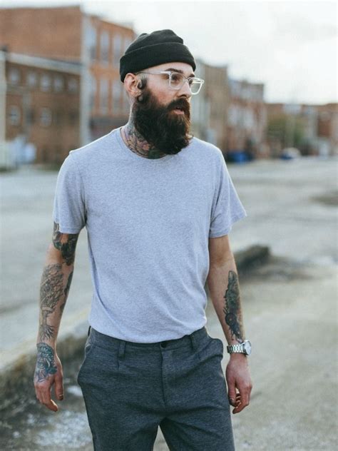 Mens Hipster Beanie Fisherman T Shirt Spring Street Style