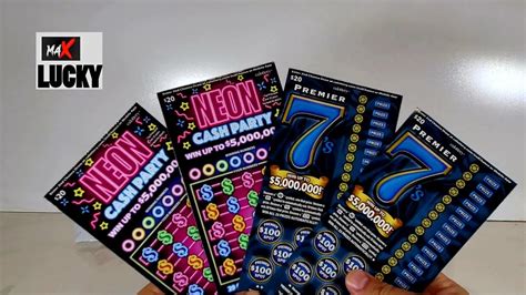 2 OF 20 PREMIER 7s 2 OF 20 NEON CASH PARTY CA LOTTERY SCRATCH OFF