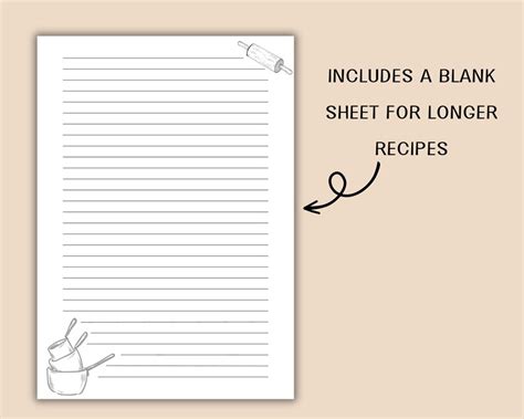 Blank Recipe Sheet Printable Recipe Sheet Recipe Card - Etsy