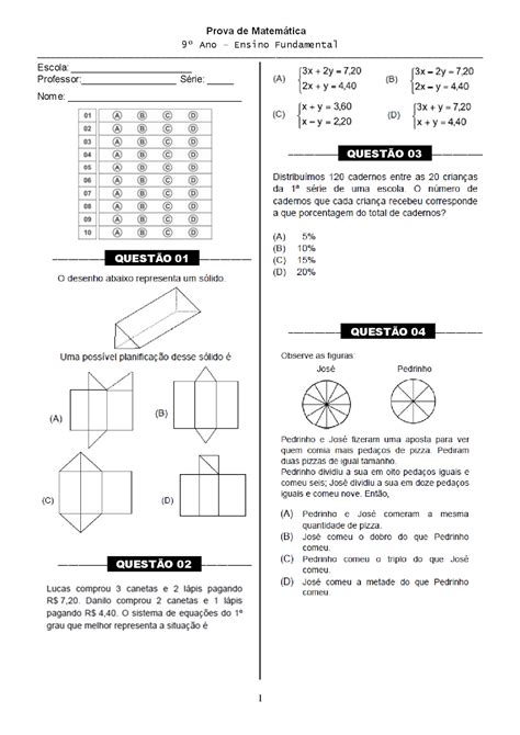 Escola Tiragem Portal Matem Tica Ano Gabarito Atividades