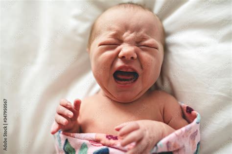 Cute Newborn Crying Baby