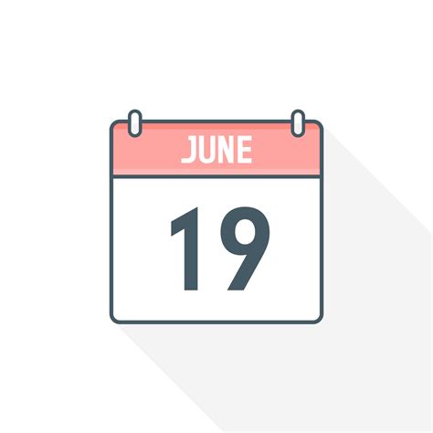 19th June calendar icon. June 19 calendar Date Month icon vector ...