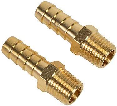 2 Pack Brass Hose Fitting Adapter 3 8 Barb X 1 4 NPT Male Pipe