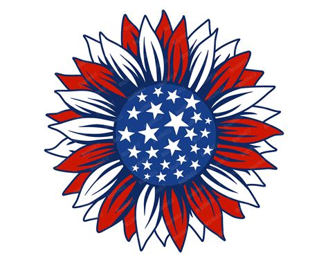 Embellishments Symbol 4th Of July Distressed Sunflower Flag Sublimation