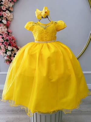 Vestido Infantil Longo Amarelo Bela E A Fera Compre Produtos