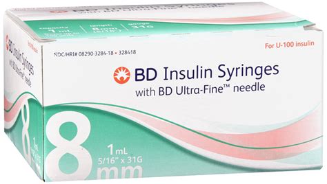 Bd Ultra Fine Insulin Syringes 1ml 31gx8mm 100 Ct 328418