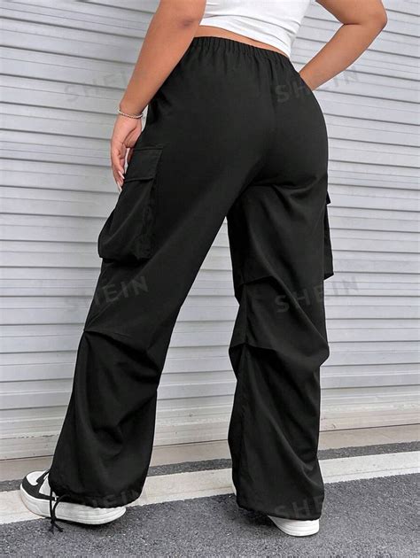 SHEIN EZwear Plus Flap Pocket Side Cargo Pants SHEIN USA