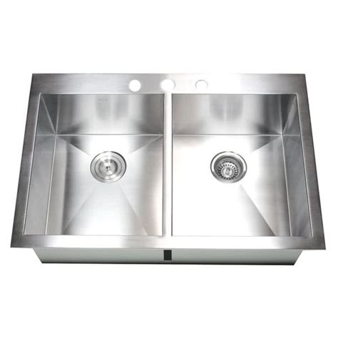 16 Gauge Stainless Steel Topmount Drop In Zero Radius 36 Inch Double Bowl Kitchen Sink Free