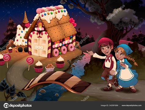 Hansel And Gretel Near The Candy House Stock Vector Image By ©ddraw 342091684