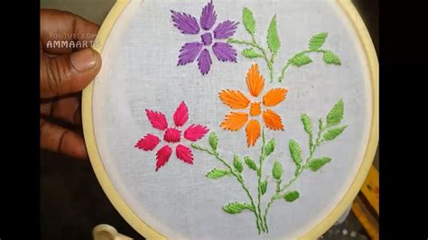 Hand Embroidery Flower Designs By Amma Arts Youtube