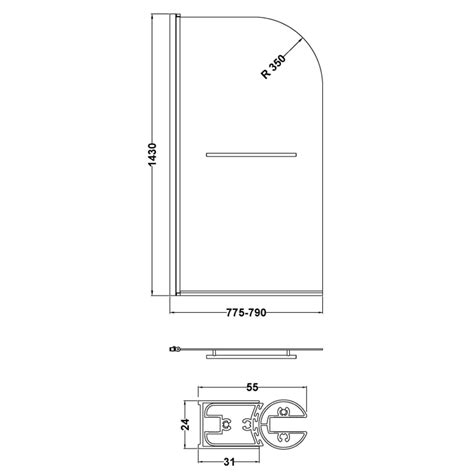 Nuie Pacific Hinged Bath Screen Nssr Mm Clear Chrome