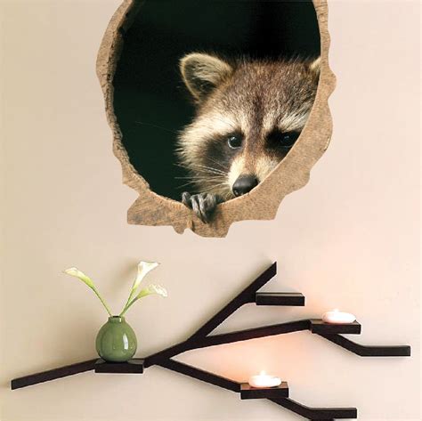 Raccoon Wall Decal Wild Animal Wall Decal Mural Sticker Bedroom Apartm