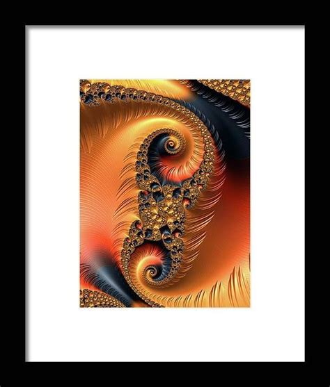 Fractal Spirals With Warm Colors Orange Coral Framed Print By Matthias