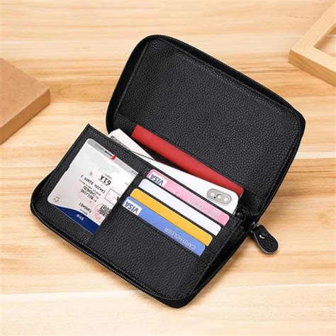 New Genuine Leather Men Long Wallet Rfid Card Holder Phone Bags Wallets