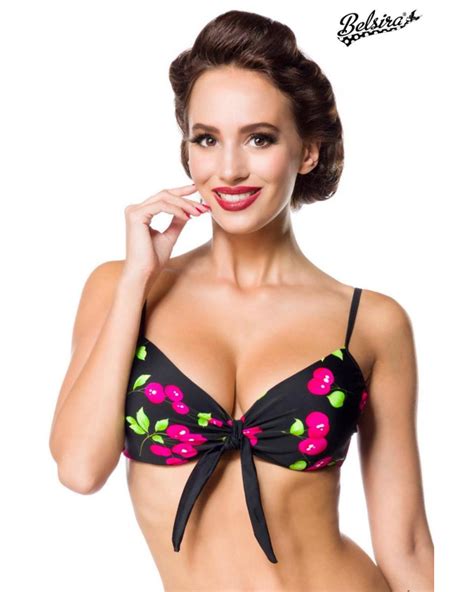 Vintage Bikini Oberteil Kirschen Motiv Von Belsira S Bis XL