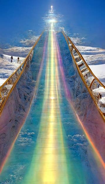 Premium AI Image | A rainbow bridge is a rainbow bridge that is over a ...