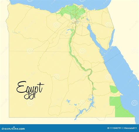 Detailed Egypt Road Map With Labeling Cartoon Vector Cartoondealer