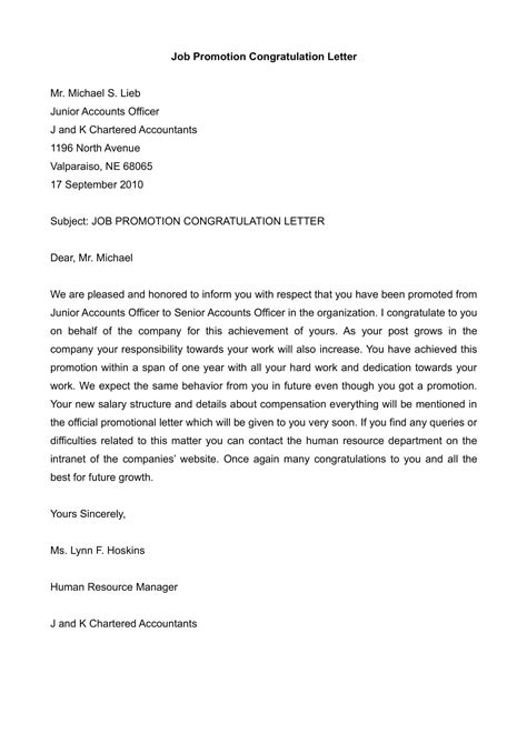 Free Printable Promotion Letter Templates Word Pdf Employee