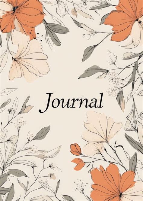 minimalist journal cover  floral elements  journal text stock