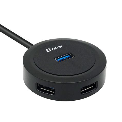 Dtech Small 4 Port Usb Hub Type A 30 Port With Long Cable 4ft Round