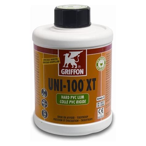 Griffon PVC Lijm 1ltr Met Kwast KIWA Type Uni 100 XT Label NL FR De Boer