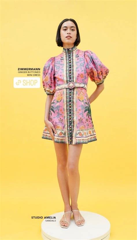 Zimmermann Ginger Buttoned Mini Dress In Pink Multi On Carousell