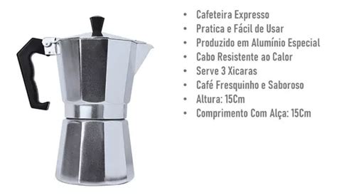 Cafeteira Tipo Italiana Em Alum Nio Para Xicaras De Caf R Em S O